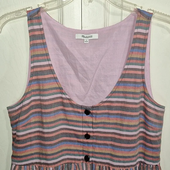 Madewell lined mini tank dress scoop neck button front - Small - Picture 3 of 11